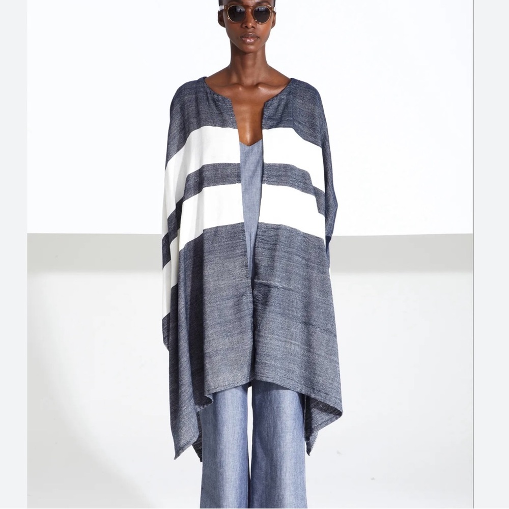 APiece Apart Striped Cape Navy White OS